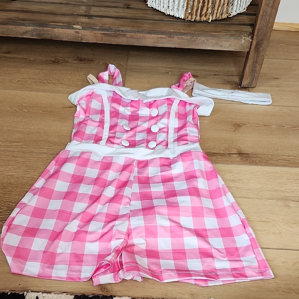 Pink and White Checkered Romper, Costume